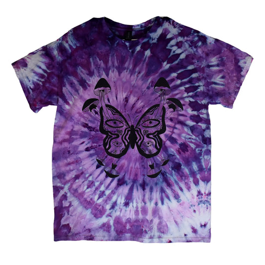 BUTTERFLY MUSHROOM Tie Dye T Shirt | Tie Dye Butterfly t-shirt, long sleeve - BassBabeBleachDyes