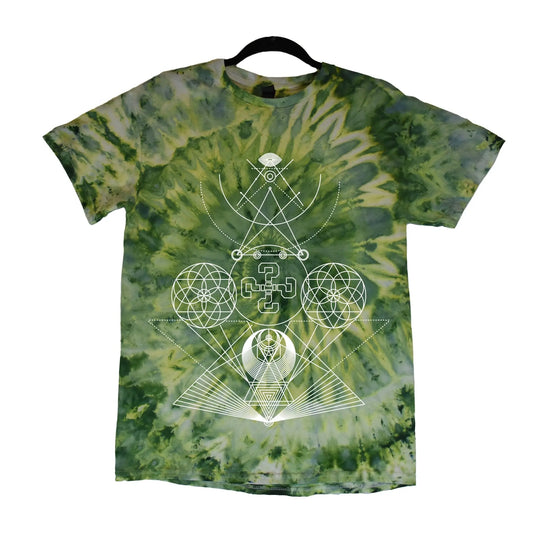 TIPPER Sacred Geometry Seed of Life Green spiral tie dye | tshirts and long sleeves - BassBabeBleachDyes